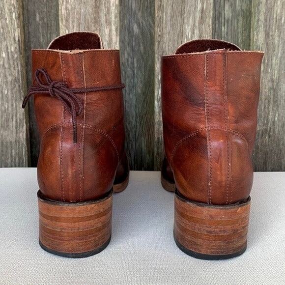 FRYE Vintage Campus Sabrina Lace Up Square Toe Short Brown Ankle Bootie Boots 10 - Picture 5 of 8